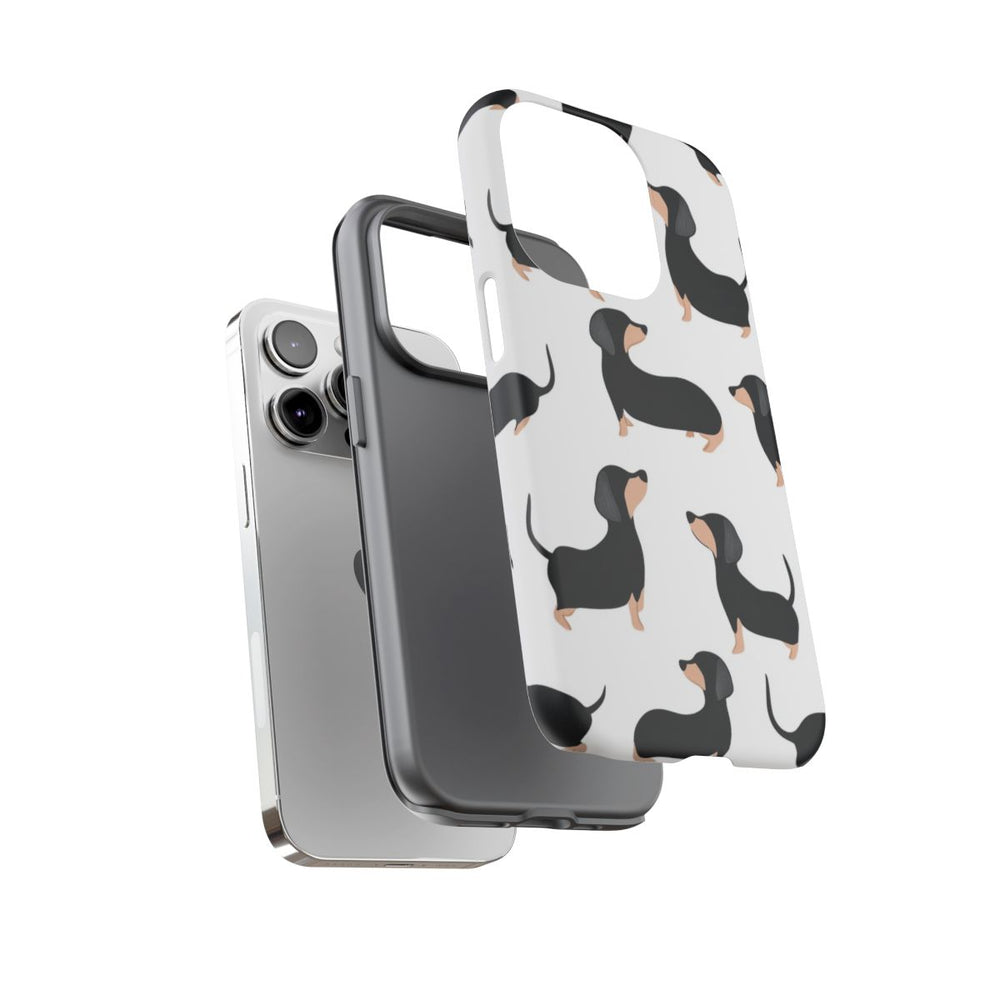 Minimalistisch Patroon met Zwart en Tan Teckels