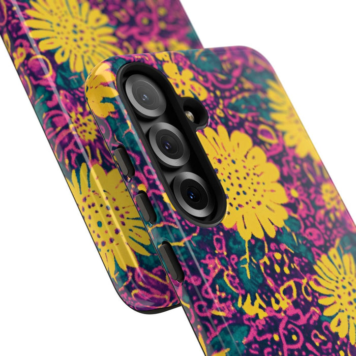 Gele en Paarse Bloemenprint