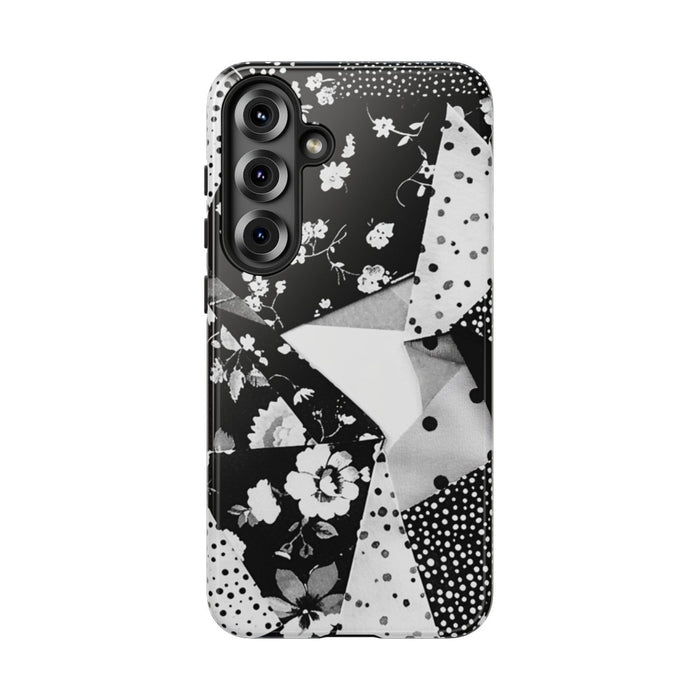 Monochrome Bloemen- en Polkadot Patchwork
