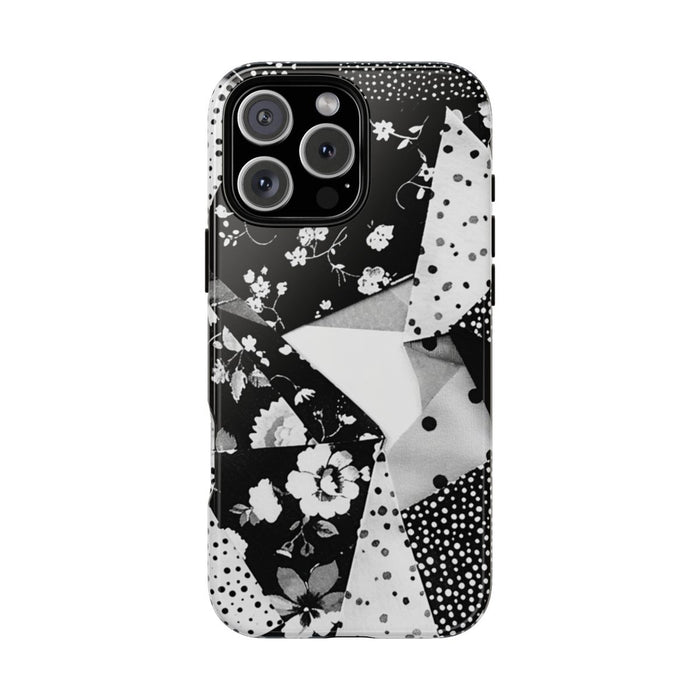 Monochrome Bloemen- en Polkadot Patchwork