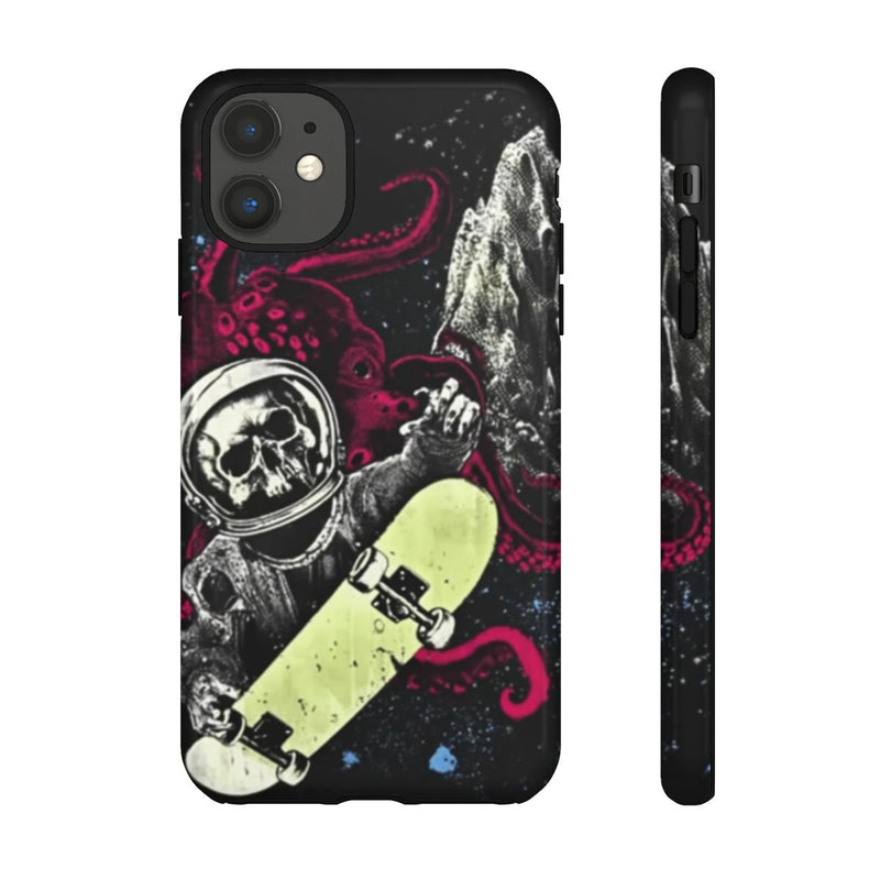 Schedel-Astronaut met Skateboard en Octopus