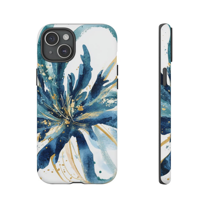 Abstracte Blauwe Bloemen Waterverf