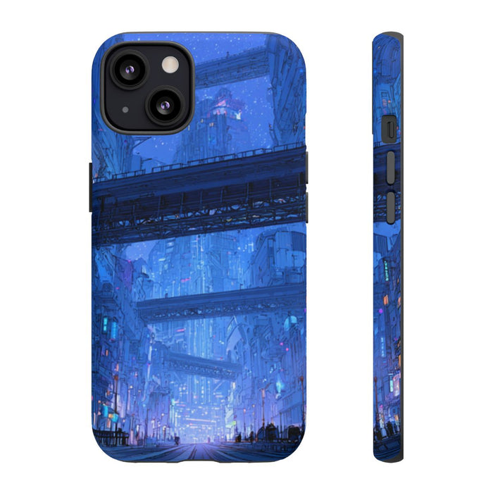 Futuristische Blauwe Stadsstraat