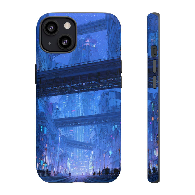 Futuristische Blauwe Stadsstraat