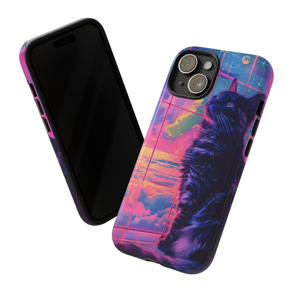 Lofi Vaporwave Kat met Neonlucht