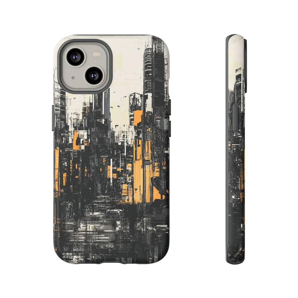 Abstracte Stadsgezicht in Zwart en Oranje