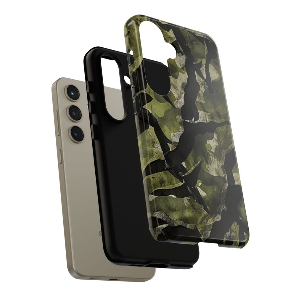 Groen Camouflagepatroon met Zwarte Abstracte Vormen