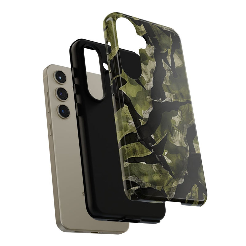 Groen Camouflagepatroon met Zwarte Abstracte Vormen
