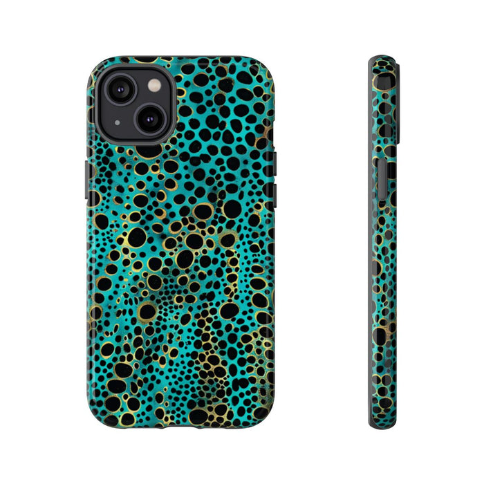 Turquoise en Zwart Abstract Stippenpatroon
