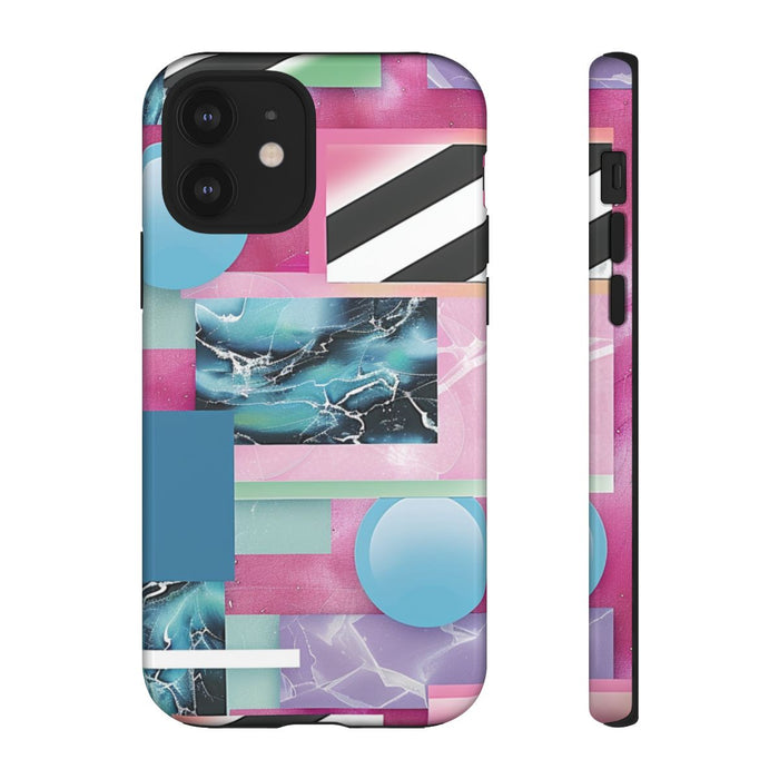 Abstract Geometrisch Patroon in Roze en Blauw