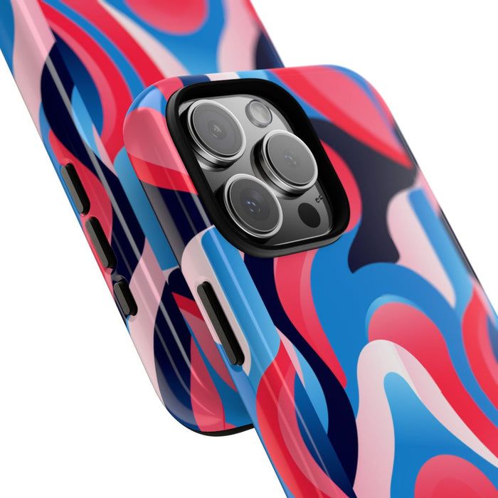 Blauw-Rood Abstract Golvend Patroon