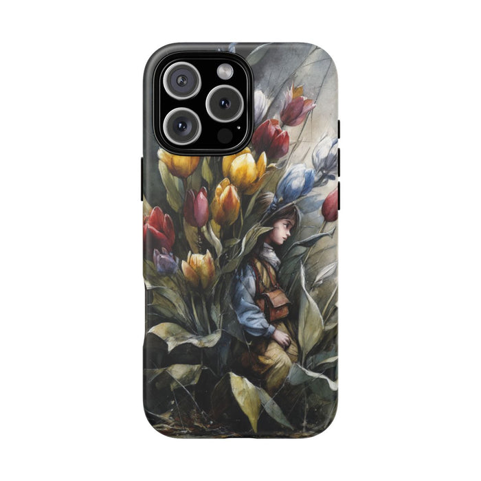 Meisje Tussen Kleurrijke Tulpen