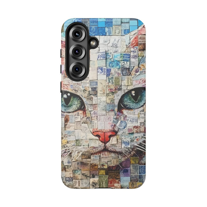 Kattengezicht Collage met Blauwe Achtergrond