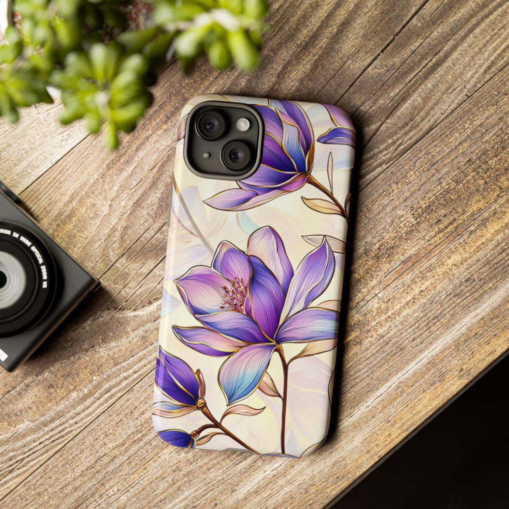 Paarse Magnolia's met Bloemenpatroon