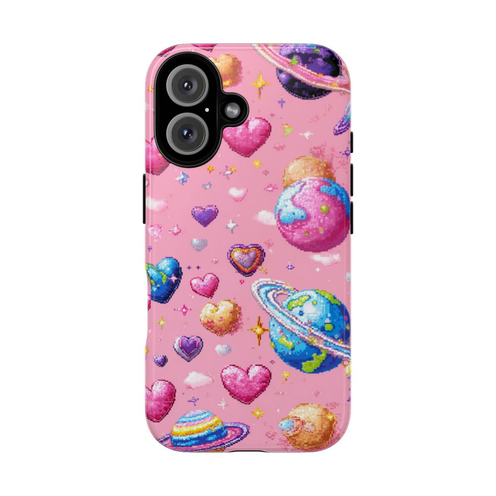 Pixel Art Harten en Planeten Patroon