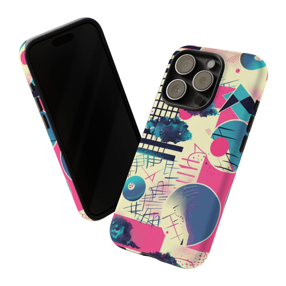 Abstract Geometrisch Patroon in Roze en Blauw