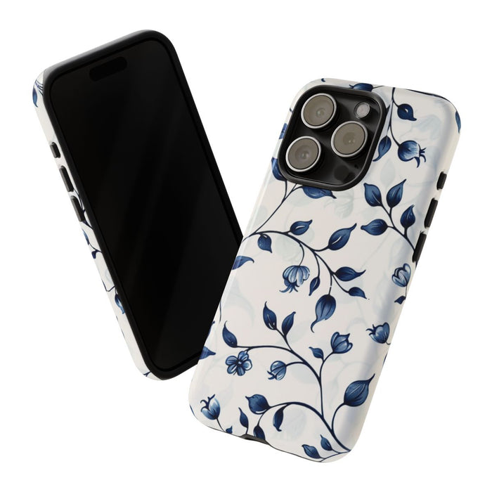 Blauw Bloemenrankenpatroon