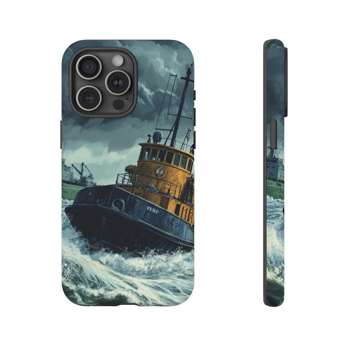 Sleepboot Sleept Vrachtschip op Woeste Zee