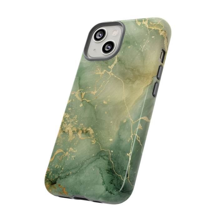 Groene en Gouden Marmer Abstract