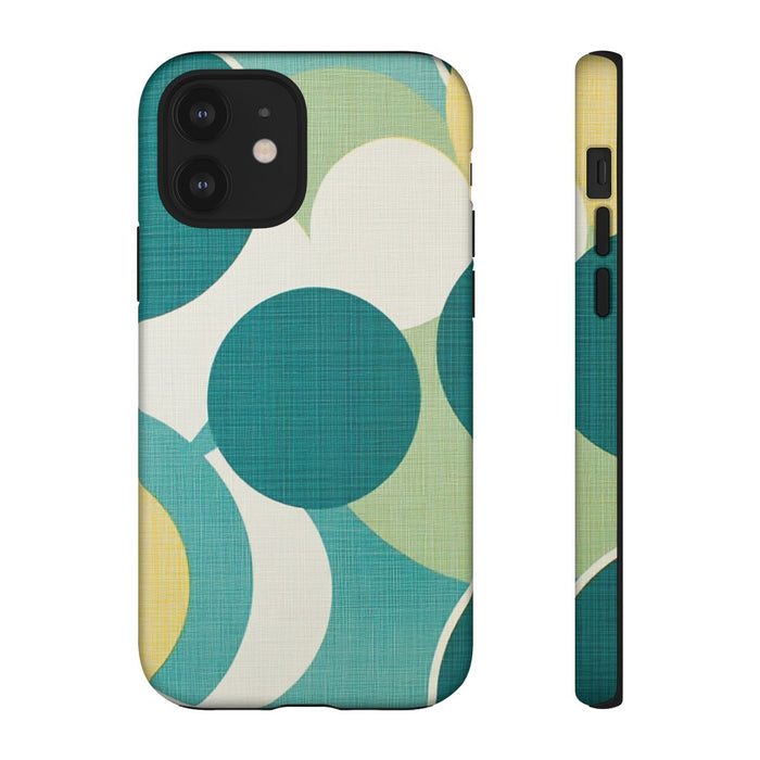 Retro Patroon met Blauwe en Gele Cirkels