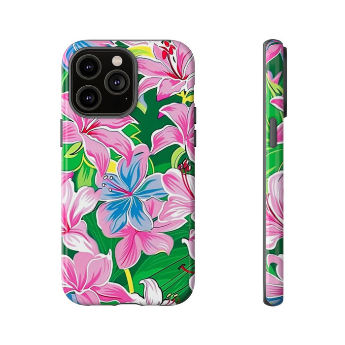 Roze en Blauwe Bloemenprint
