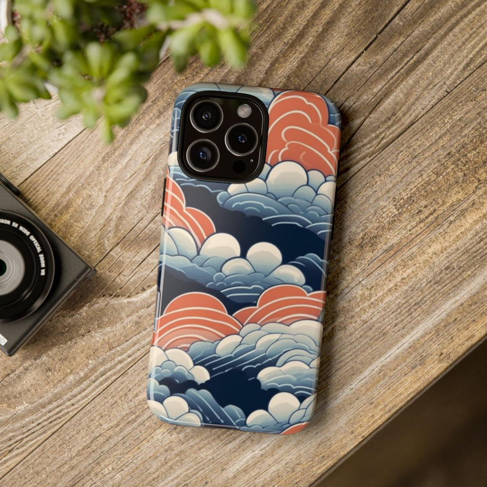 Gestileerd Wolkenpatroon in Blauw en Oranje