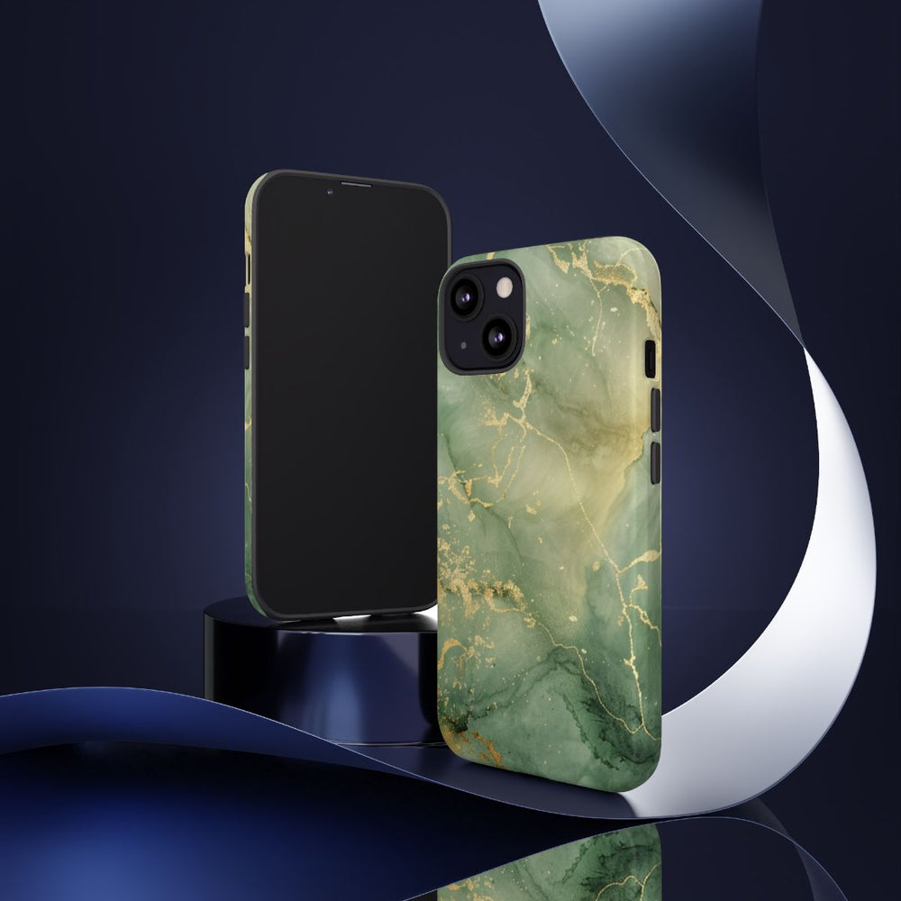Groene en Gouden Marmer Abstract